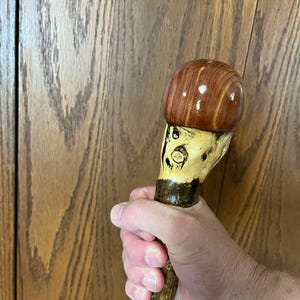 walking stick sunflower stalk with wood orb