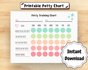 Printable Potty Training Chart | Toddler Potty Chart | Rainbow Potty Chart