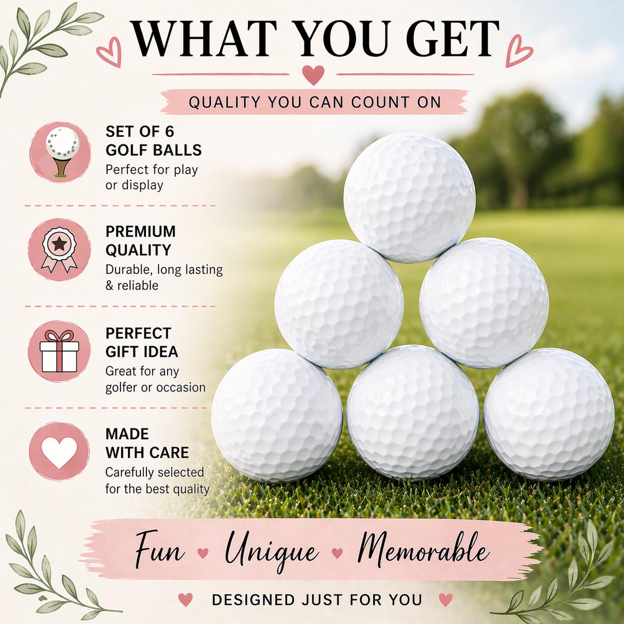 Sentimental Gifts for Boyfriend, Custom Golf Balls Set 6 Pcs, Best