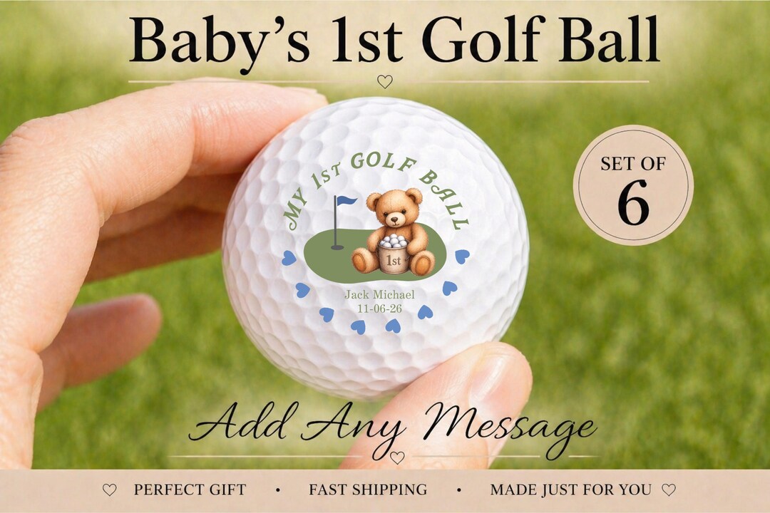 Babys 1st Ball, Custom Golf Ball Set, Baby Golf Gifts, Baby Boy Gift ...