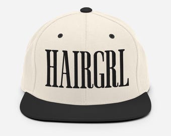 HAIRGRL Embroidered Snapback Hat: Hairstylist Salon Trucker Cap