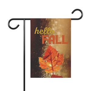 Hello Fall Garden Flag | Golden Maple Leaf Autumn Art | Rustic Harvest Porch Decor | Seasonal Outdoor Welcome Flag | Autumn Yard Decoration