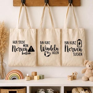 Jutetasche mit Spruch | „Hier steckt mein Nervenkostüm“ | Lustige Tasche | Mama Alltag | Canvas Shopper | Eltern Humor | Mama Tasche
