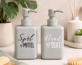 Seifenspender Aufkleber | Spülmittel & Handseife Sticker | Minimalistische Küchen + Bad Etiketten | Beschriftung Badezimmer | Ordnung