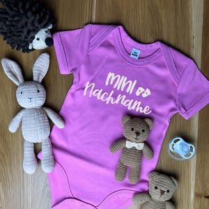 Baby bodysuit with print MINI last name short sleeve - personalizable - announce pregnancy - birth - baby gift - baby shower gift