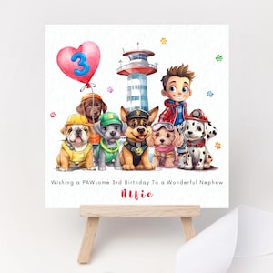 Personalisierte Geburtstagskarte für Rettungswelpen: Aquarell Hund, Name & Alter