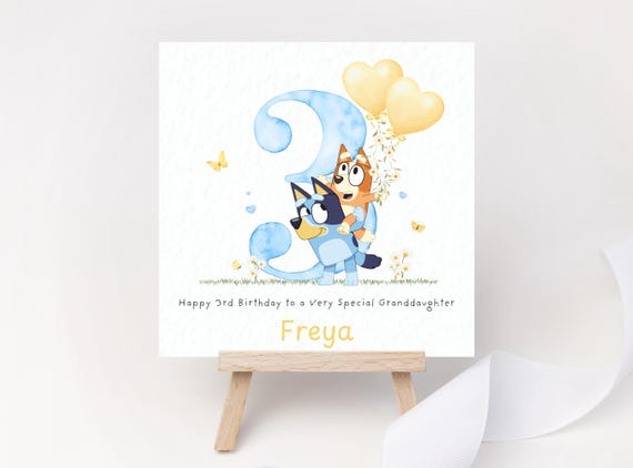 Personalised Birthday Card Dog Third Birthday Card Granddaughter Grandson 3rd Birthday Three Daughter Son 2nd Birthday Goddaughter Niece