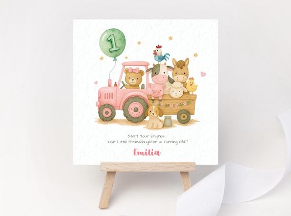 Sweet Deer Ballerina First Birthday Card Personalised Twirl Into One Custom Name Granddaughter Daughter One Pink Floral 1st Birthday Gift