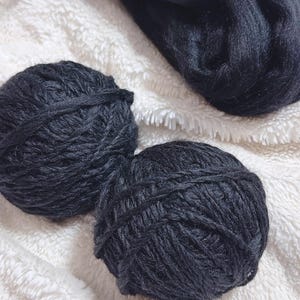 Hand-Spun 100% Natural, Two-Ply Merino Wool Yarn (dyed black) - 1 Skein