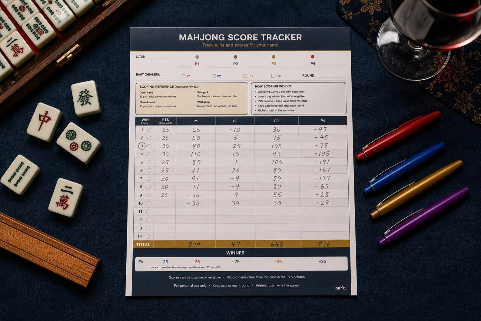Mahjong Score Card.pdf Mahjong Score Tracker Printable | American Mahjong Scorecard | Score ...