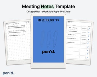 Modello per appunti di riunione per reMarkable Paper Pro Move / Blocco note di riunione con collegamenti ipertestuali in PDF