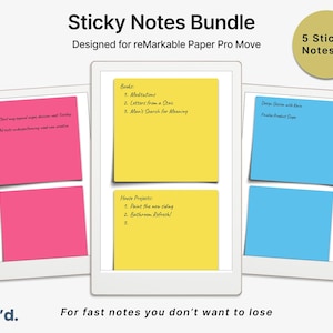 Sticky Notes Bundle für reMarkable Paper Pro Move, Notiz Vorlagen
