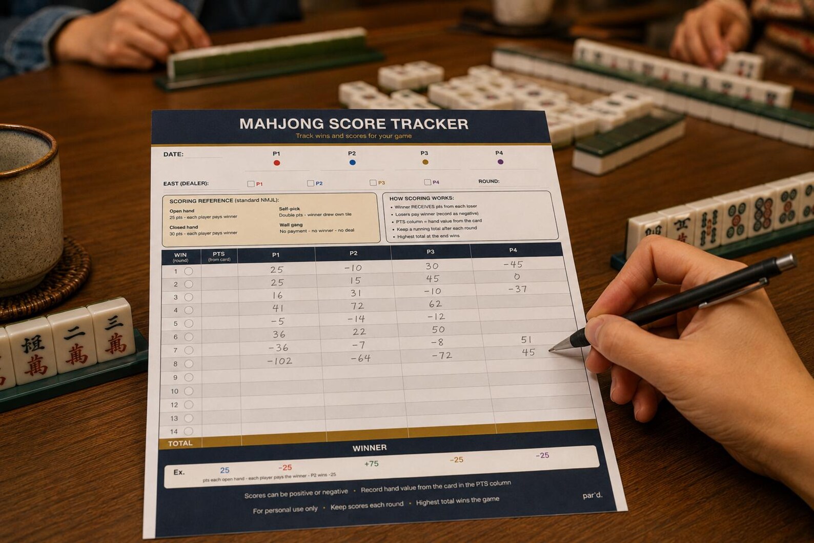 Mahjong Score Card.pdf Mahjong Score Tracker Printable | American Mahjong Scorecard | Score ...