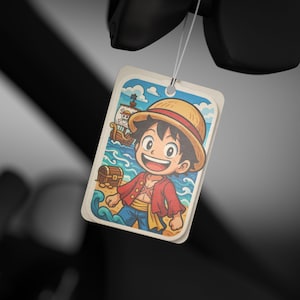 Anime Chibi Luffy Air Freshener, One Piece Car Accessory, Otaku Gift, Custom Scent,JDM Anime Decor, Kawaii Car Freshie