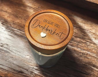 Personalized storage jar with engraving • "Comfort food" gift jar with name • Candy jar • Acacia wood lid • Christmas gift