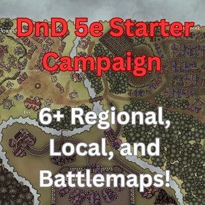 Campaña de D&D 5e (PDF) / Aventura fantástica con mapas, estadísticas de jefes y esquema de historia / Paquete imprimible de TTRPG para DM
