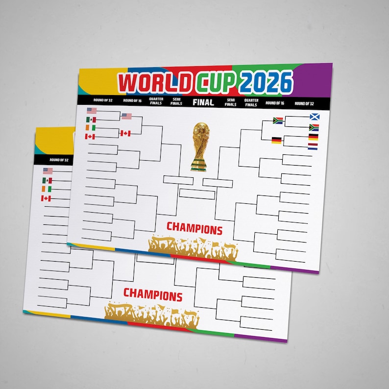 World Cup 2026 Printable Bracket Chart Poster Soccer Tournament 