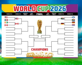 2026 FIFA World Cup Wall Chart Digital Download, FIFA World Cup 2026 Schedule Template.