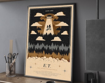 E.T. 地球外生命体 映画ポスター 光る指 空飛ぶ自転車 エイリアン 宇宙
