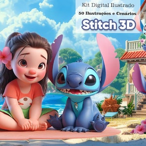 Stitch png file, Stitch png clipart 3D Cute Stitch PNG Clipart, Watercolor Stitch, Birthday & Sublimation Digital Download