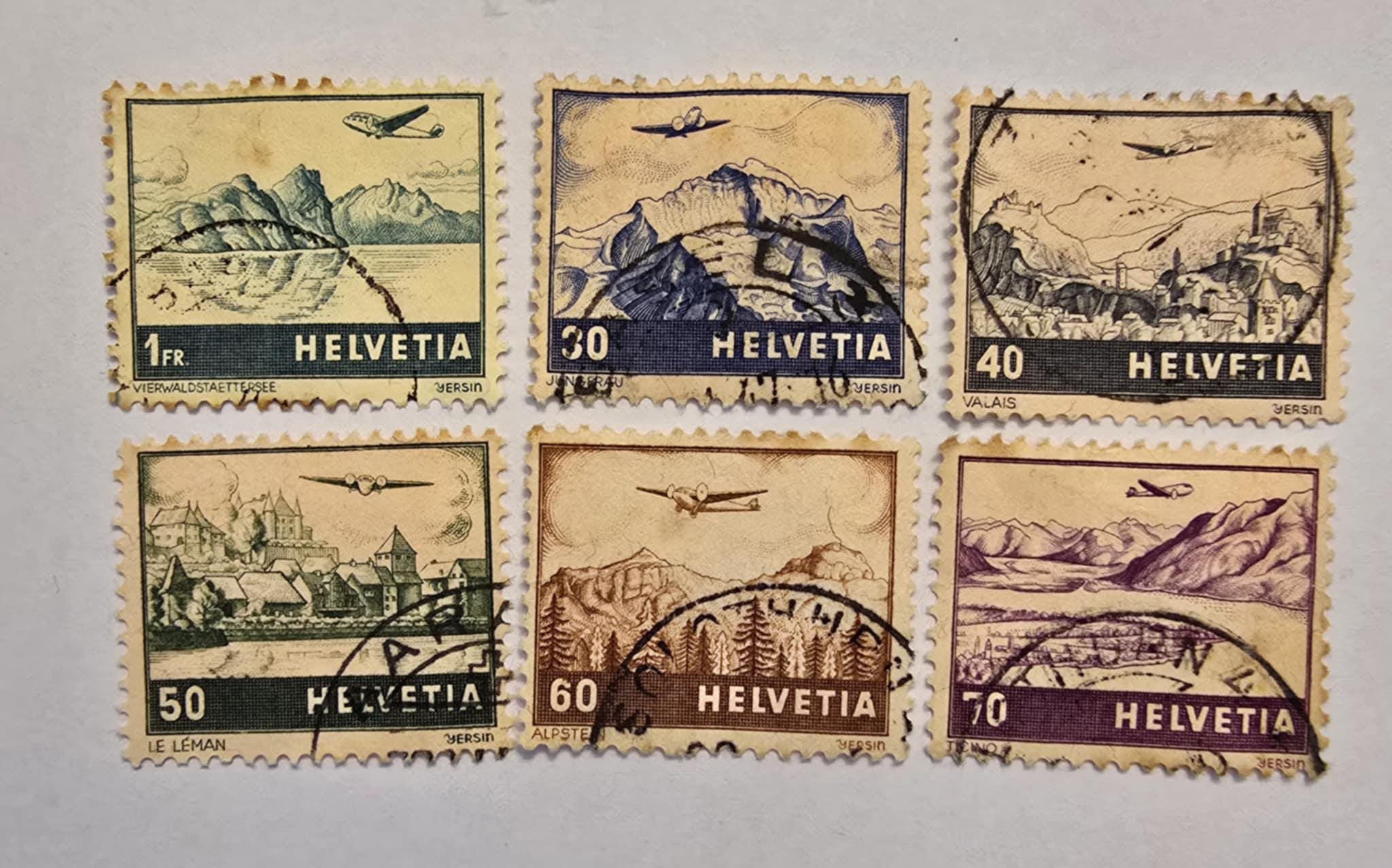 スイスの郵便切手「航空郵便」シリーズ、1941年 - Etsy 日本