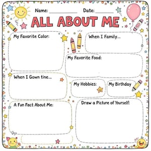 All about me worksheet