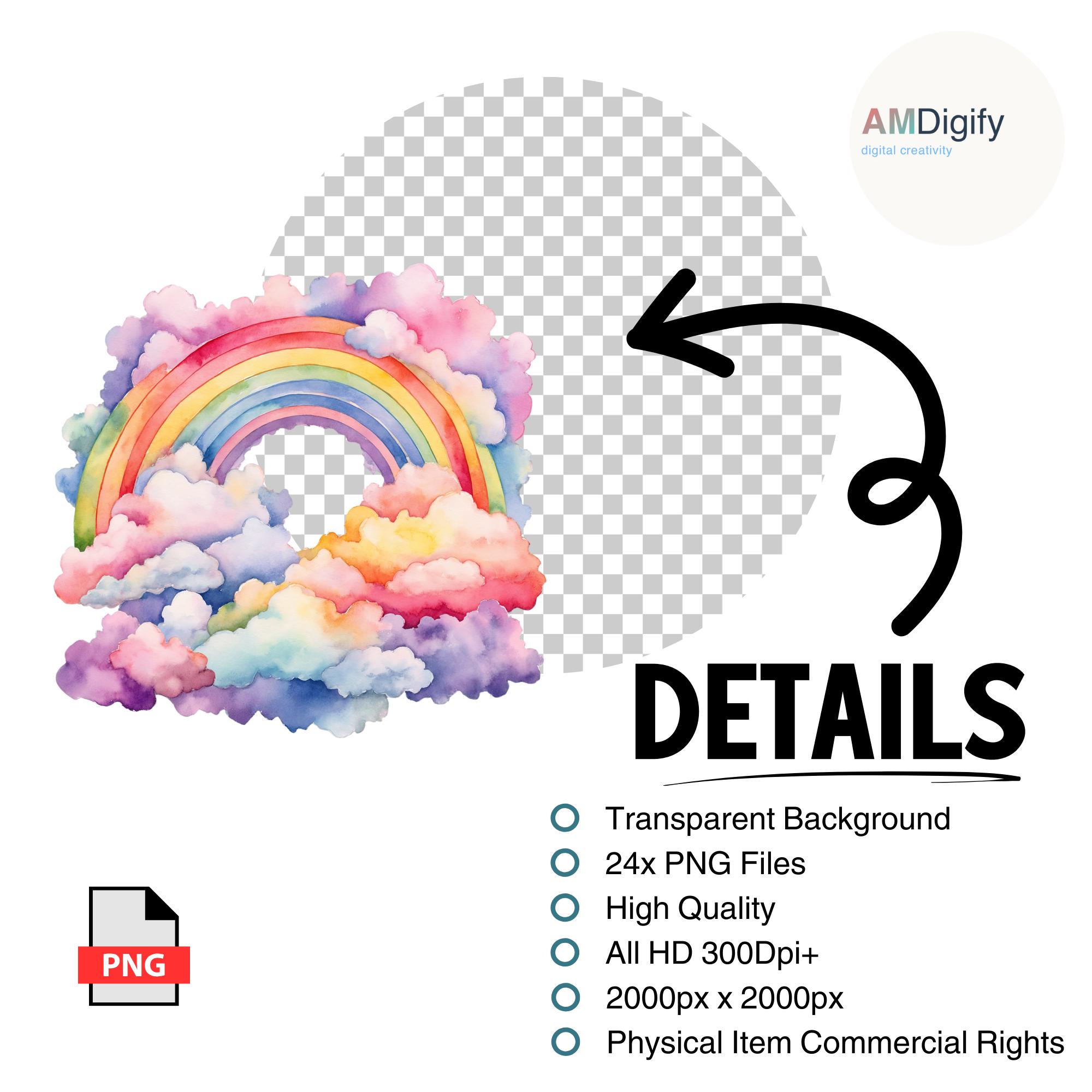 Boho Rainbow Watercolor Clipart – Nursery Decor, Baby Shower Pngs ...
