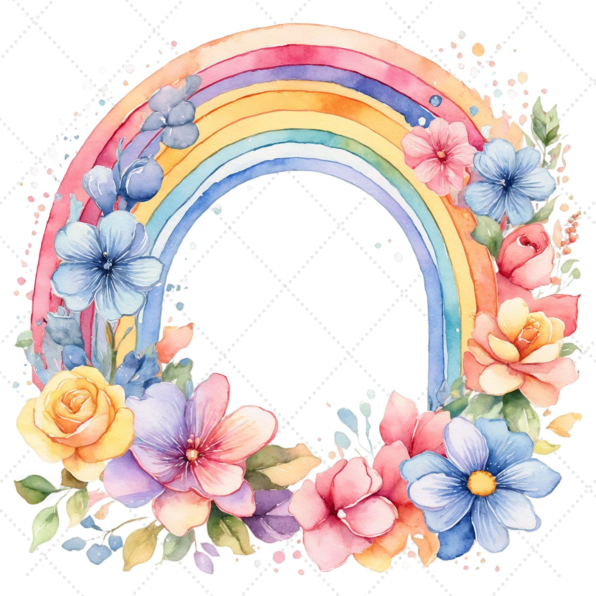 Boho Rainbow Watercolor Clipart – Nursery Decor, Baby Shower Pngs ...