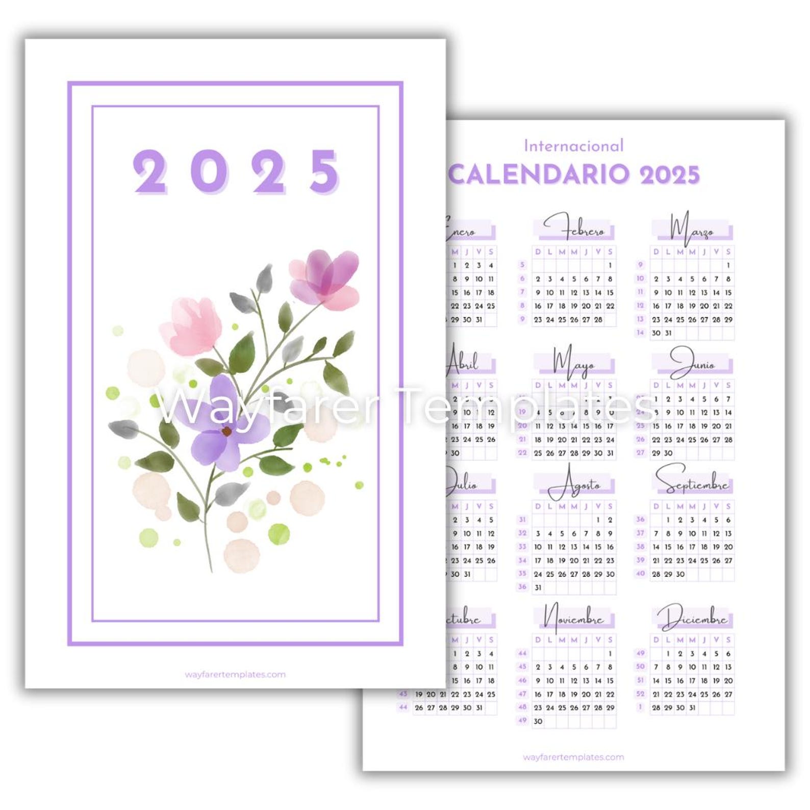 2025 International Calendar, Printable in Color, Half Letter Size ...