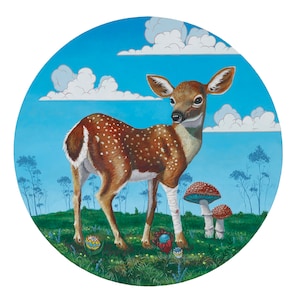 Sårad hjort - 20x20 popsurrealism konsttryck begränsad upplaga - av Leif Erik Johansen bild 1