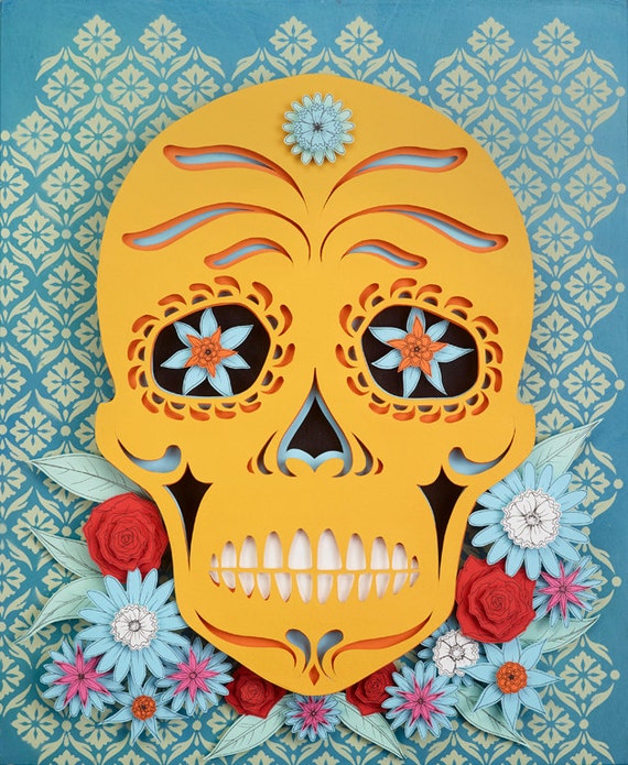 Download Day Of The Dead Sugar Skull 5 Candy Skull Skull 3d Paper Etsy