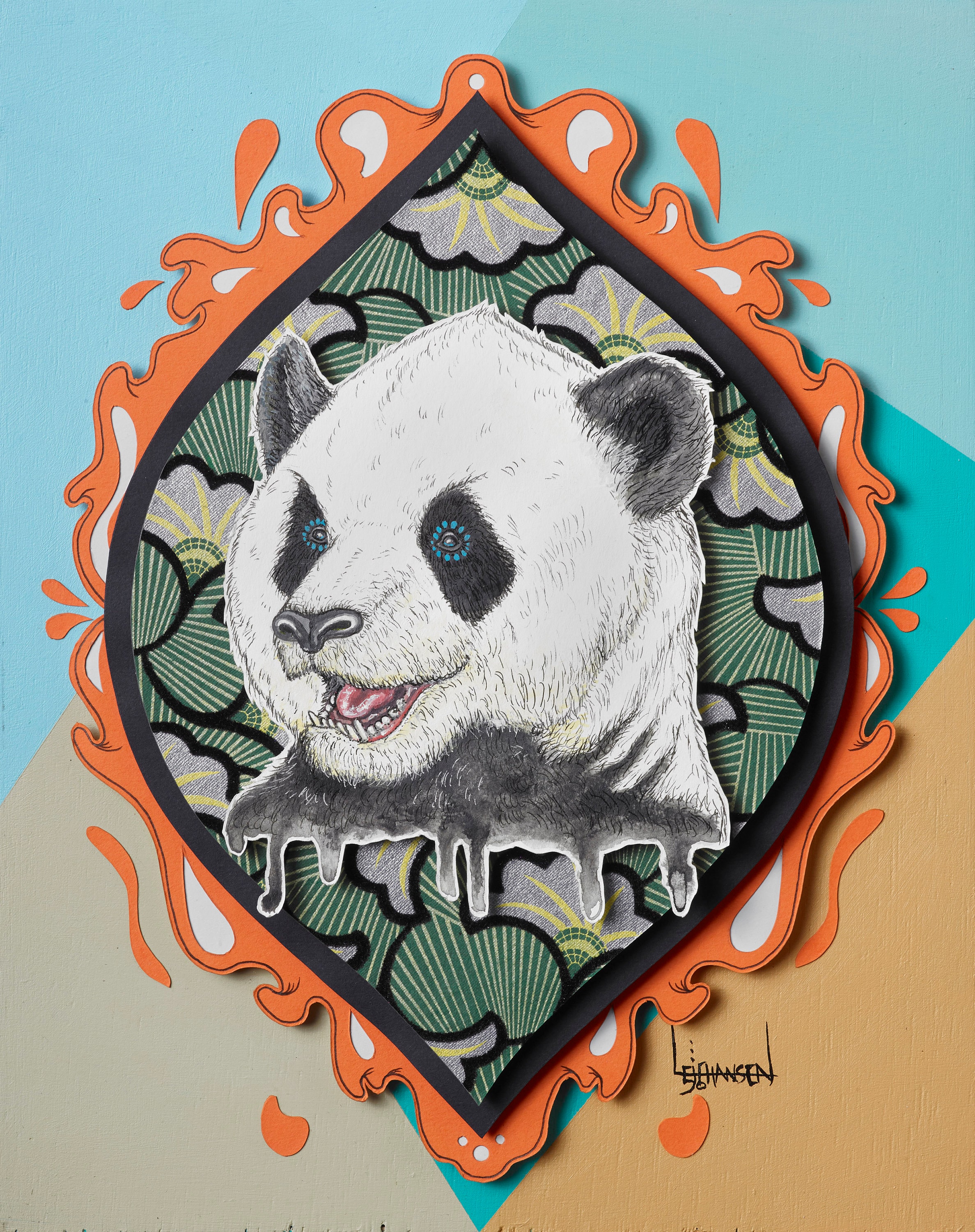 Download Panda Bear Paper Cutting Layered Paper Mixed Media Art Pop Etsy