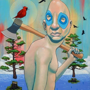 VOICE OF REASON - 11X14" handsignierter, hochwertiger Karton Pop Surrealismus Druck - von Leif Erik Johansen