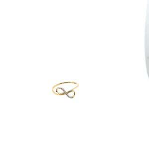 14K Yellow Gold Diamond Ring: Infinity Style, .05 ct Natural Diamond
