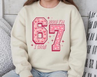 Funny 7th Birthday Shirt, I Was 6 Now I’m 7 Kids Sweatshirt, 7th Bday Gift