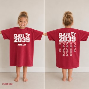 Comfort Colors Class of 2039 Graduation Shirt, Kids School Year Memory Tee