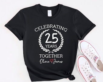 Personalized 25th Anniversary Shirts - Matching Couple T-Shirts