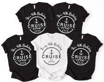 Custom 40th Birthday Cruise T-Shirts, Matching Family Vacation Tops