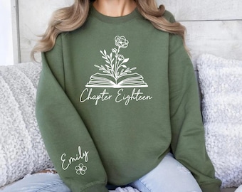 18th Birthday Sweatshirt: Chapter Eighteen Bday Shirt, Personalized Gif