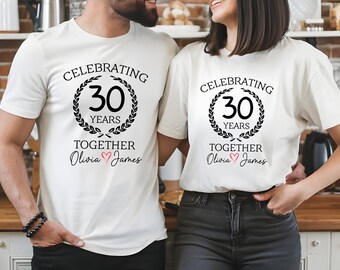 Personalized 30th Anniversary Couple Shirts – Matching Cotton T-Shirts