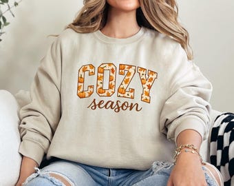 Cozy Season Graphic Tee: Pumpkin & Leaves Autumn Shirt