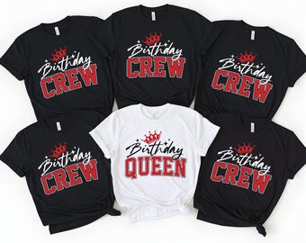 Birthday Queen Shirt, Matching Party Crew Tees, Hand-Dyed Cotton