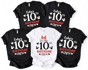 Disney Birthday Crew Shirt, 10th Bday Party Tee, Family Matching Mouse Shirts