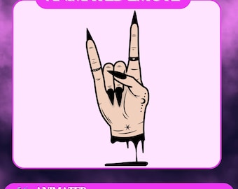 Animated Hype Rock Emote: Goth Metal Horns Twitch Discord Youtube Sticker High Energy React