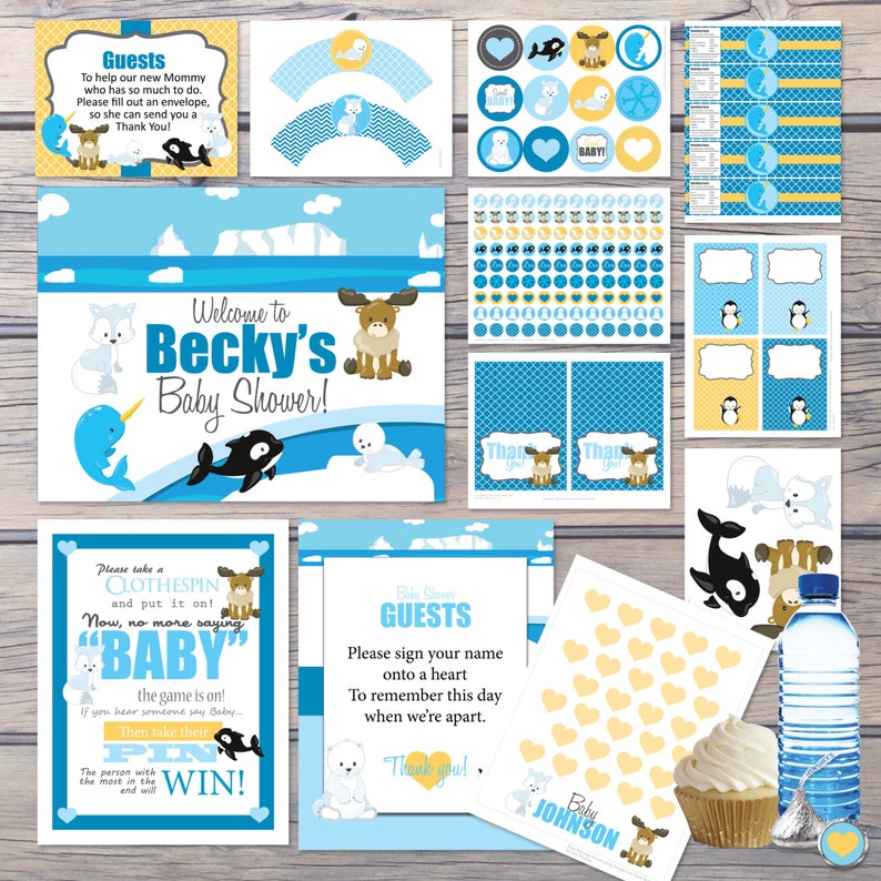 Arctic Animals Baby Shower Decorations Activities Games Etsy