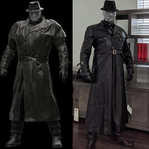 Mr. X Resident Evil 2 Remake Biohazard Tyrant Cosplay Long Military Style Trench Black Leather Coat Costume For Dad Winter Coat