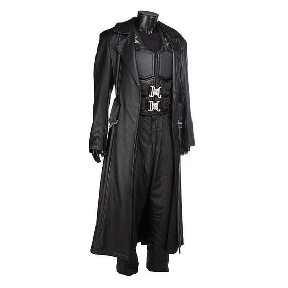 Handmade Blade Wesley Snipes Screen Accurate Tactical Vest Real Leather Trench Coat Men's Halloween Costume, Cosplay Outfit, Vampire Hunter