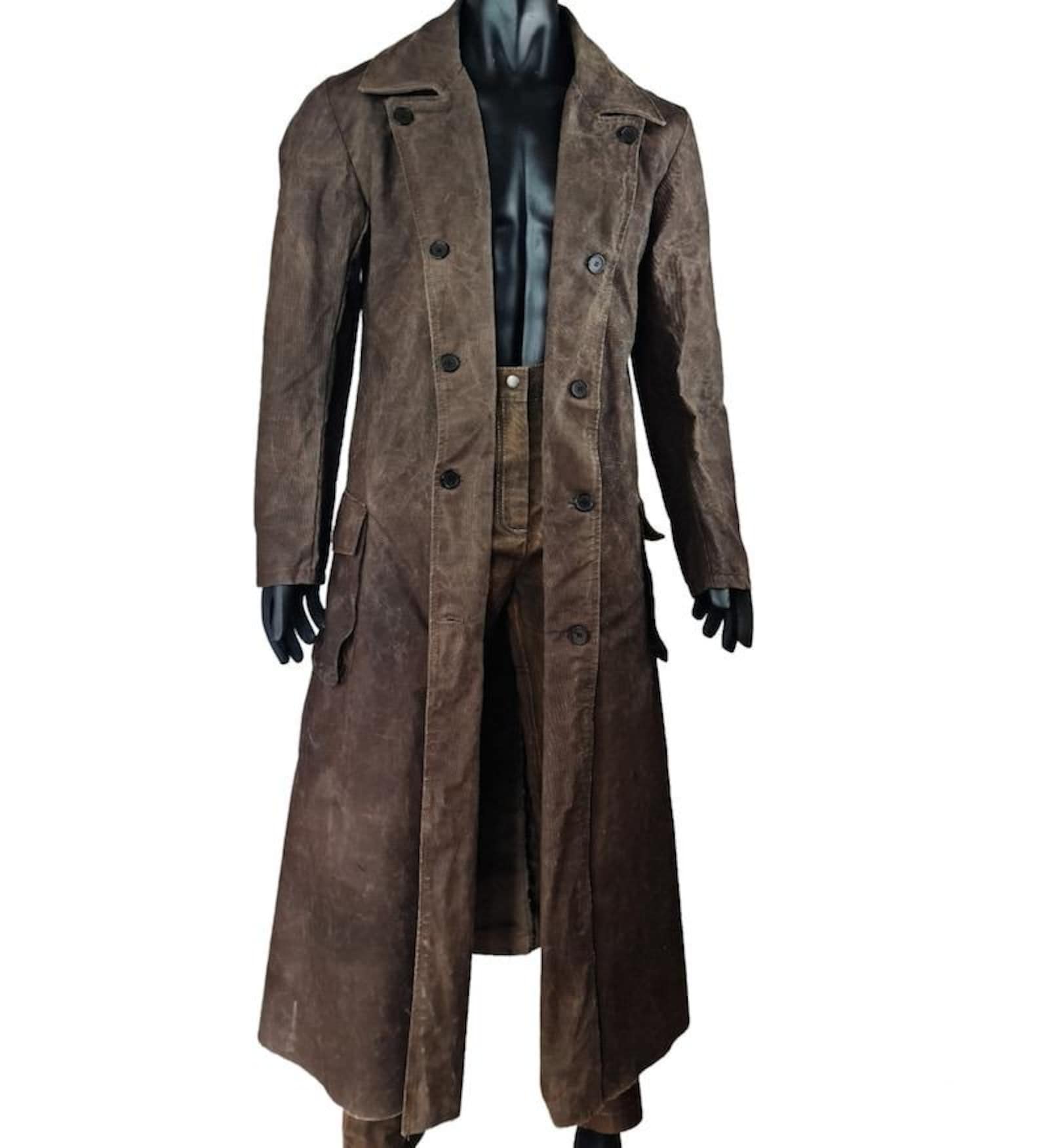 Halloween Fallout Walton Goggin's the Ghoul Cosplay Long Trench Coat ...