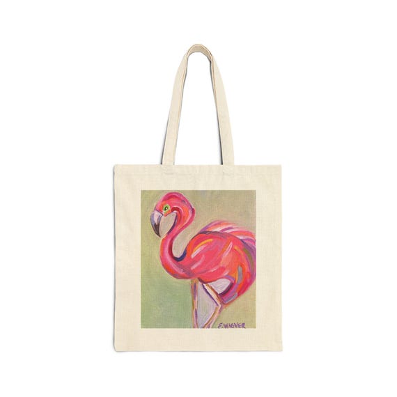 Flamingo Cotton Canvas Tote Bag | Beach Bag, Eco-Friendly Tote, Shopping Bag, Flamingo, Gift for Flamingo Lovers, Summer Bag, Cute Tote Bag