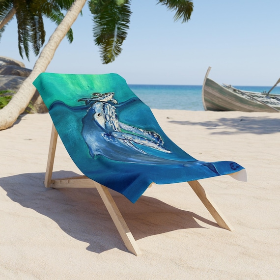Ocean-Inspired Beach Towel,  Beach Towel, Summer Beach Towel, Beach Themed Towel, Sea Animal Towel, Unique Gift for Beach Lovers, Whale Gift